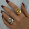 Ion Plating (IP) Real Gold Plated 18K Gold Vortex 304 Stainless Steel IG Style Vacation Simple Style Waterproof Non Tarnish Open Rings