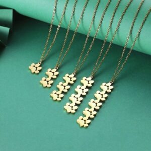 Wholesale Cute cartoon fashion continuous cat claw beast footprints pendant clavicle jewelry women's all-match jewelry stainless steel necklace