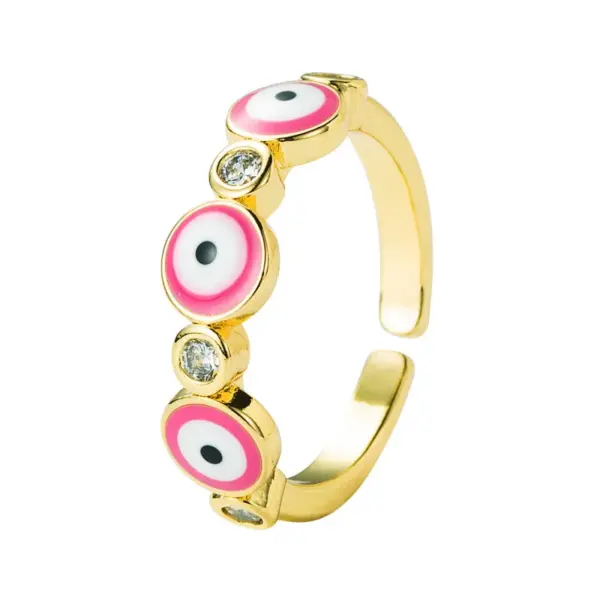 Wholesale Fashion Eye Copper Enamel Zircon Open Ring