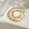 Real Gold Plated 304 Stainless Steel PVD Coated Geometric Waterproof Non Tarnish Casual Beach Simple Style Cable Chain Chain Bracelet For Women's