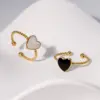 PVD Coated Real Gold Plated 18K Gold Heart Shape 304 Stainless Steel Cute Vintage Style Simple Style Waterproof Non Tarnish Open Rings