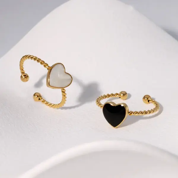 PVD Coated Real Gold Plated 18K Gold Heart Shape 304 Stainless Steel Cute Vintage Style Simple Style Waterproof Non Tarnish Open Rings