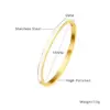PVD Coated Real Gold Plated 18K Gold Solid Color Stainless Steel Streetwear Waterproof Non Tarnish Titanium Steel Bangle