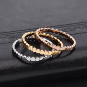 Wholesale Ion Plating (IP) Real Gold Plated 18K Gold Solid Color 304 Stainless Steel Simple Style Waterproof Non Tarnish Rings