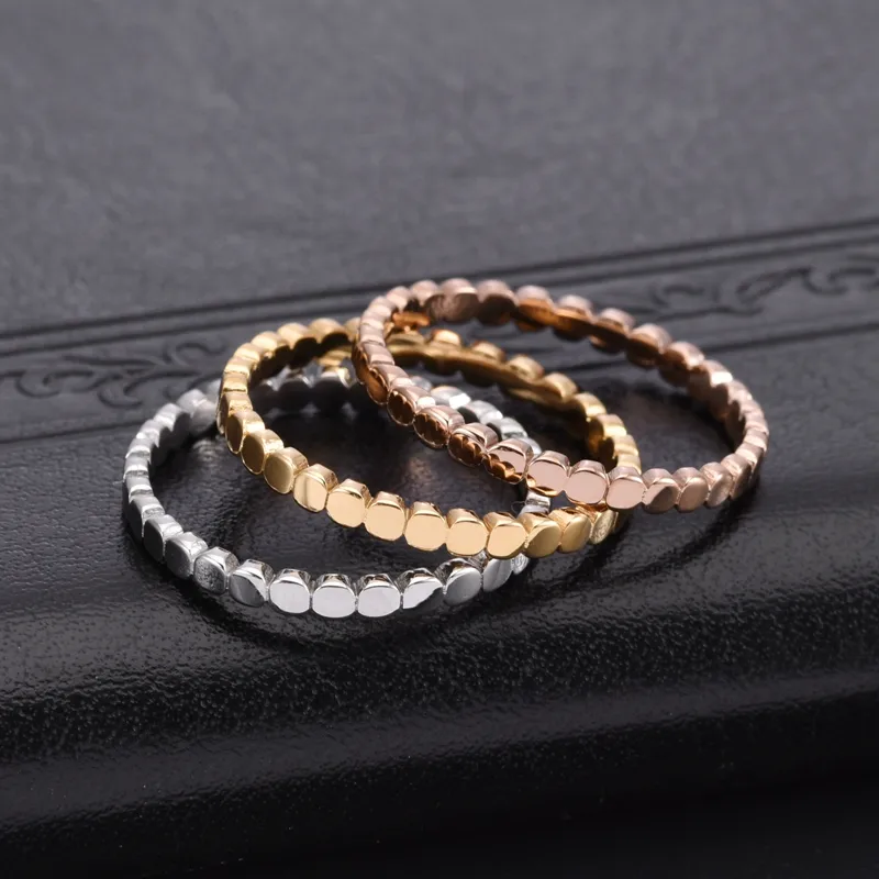 Wholesale Ion Plating (IP) Real Gold Plated 18K Gold Solid Color 304 Stainless Steel Simple Style Waterproof Non Tarnish Rings