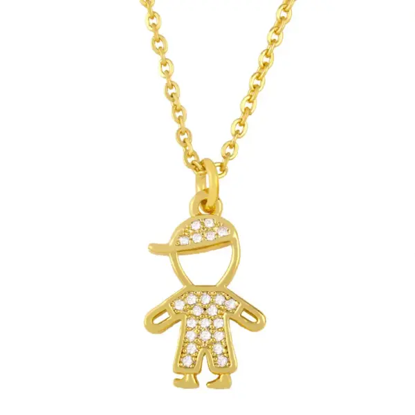 Wholesale Jewelry Vacation Simple Style Doll Copper Diamond Cable Chain Necklace