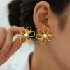 Wholesale Ion Plating (IP) Real Gold Plated 18K Gold Flower 304 Stainless Steel Sweet Simple Style Waterproof Non Tarnish Ear Studs