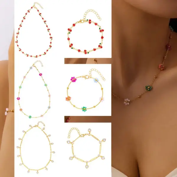 Wholesale Alloy Copper Plating Heart Shape Flower Copper Jewelry Sets