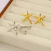 Wholesale 304 Stainless Steel Starfish PVD Coated 18K Gold Real Gold Plated French Style Marine Style Waterproof Non Tarnish Gold Ear Studs