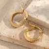 Wholesale Popular DIY Jewelry 201 Stainless Steel Water Plating Pattern Hoop Earrings Round Design Polished Finish