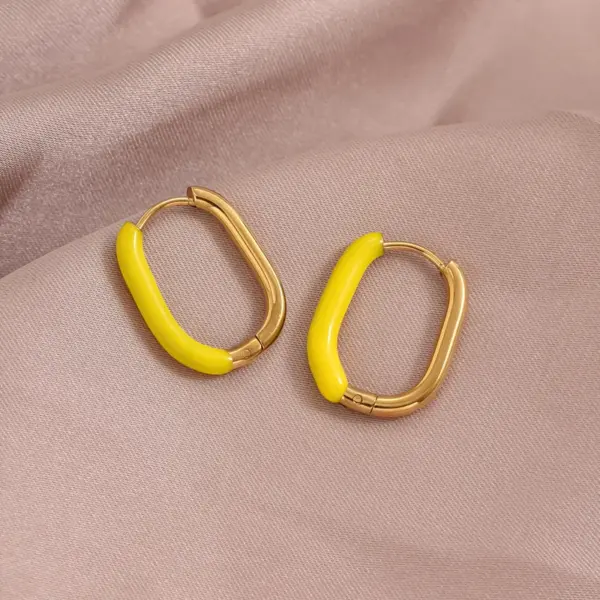Wholesale PVD Coated Real Gold Plated U Shape 304 Stainless Steel Synthetic Resin IG Style Simple Style Waterproof Non Tarnish 304 Stainless Steel Earrings