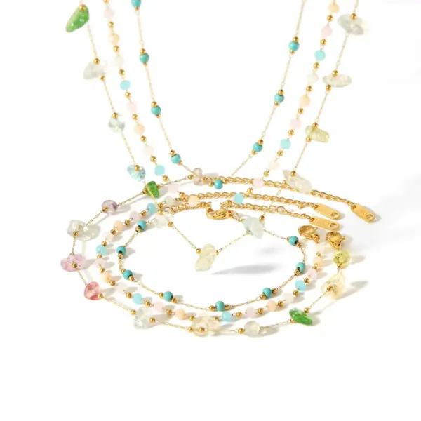 Wholesale PVD Coated Real Gold Plated 18K Gold Round 304 Stainless Steel Simple Style Classic Style Waterproof Non Tarnish Bracelets Anklet Necklace