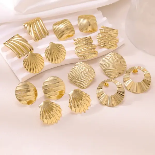 Wholesale Style 18K Gold Stainless Steel Compression Oil Earrings Irregular Stainless Steel Stud Earrings