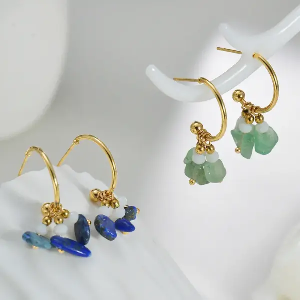 Wholesale 304 Stainless Steel Geometric PVD Coated Stone-Free 14K Real Gold Plated Romantic Waterproof Non Tarnish Plating Gold Drop Earrings