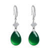Wholesale Ethnic-style Drop-shaped Green Agate Earrings Women's Micro-Diamond Long Green Chalcedony Ear Hook Earrings for Mother Jewelry