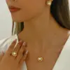 PVD Coated Real Gold Plated 14K Gold Geometric 304 Stainless Steel Elegant Simple Style Waterproof Non Tarnish Rings Earrings Necklace