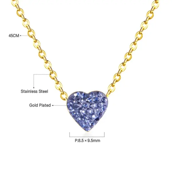 Wholesale Simple Style Heart Shape Stainless Steel Plating Zircon Pendant Necklace