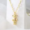 Wholesale Fashion Cute Bear Moon Pendant Plating 18k Gold Micro Inlaid Zircon Copper Necklace