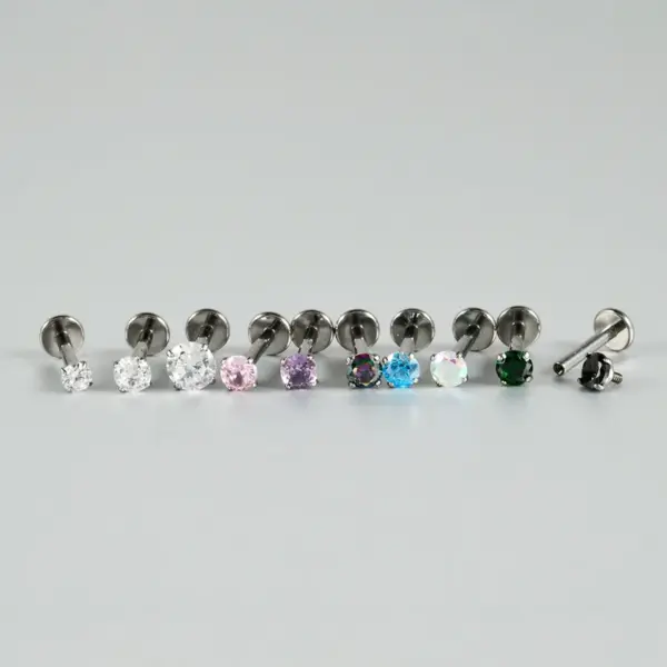 Wholesale 1 Piece Lip Rings Formal Sweet Simple Style Round Titanium Alloy Polishing Zircon Ear Cartilage Rings & Studs