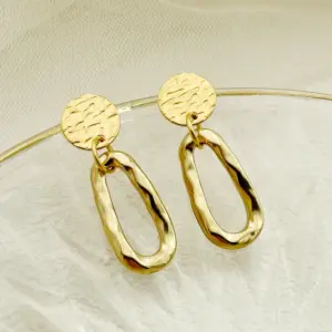 PVD Coated Real Gold Plated 14K Gold Round Water Droplets 304 Stainless Steel Simple Style Commute Waterproof Non Tarnish Drop Earrings