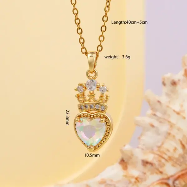 Wholesale Jewelry Vintage Style Classic Style Heart Shape Titanium Steel Copper Zircon Plating Pendant Necklace