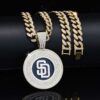 oly-ffec802bb3a34f81895c99134f91e058 Wholesale Accessories Fashion Colorful Oil Dripping Baseball Team Padres Pendant Necklace Men's Hip-Hop Full Diamond Cuban Chain