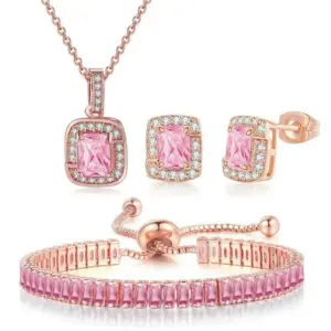 Rose Gold + Powder Stone Three-Piece Set