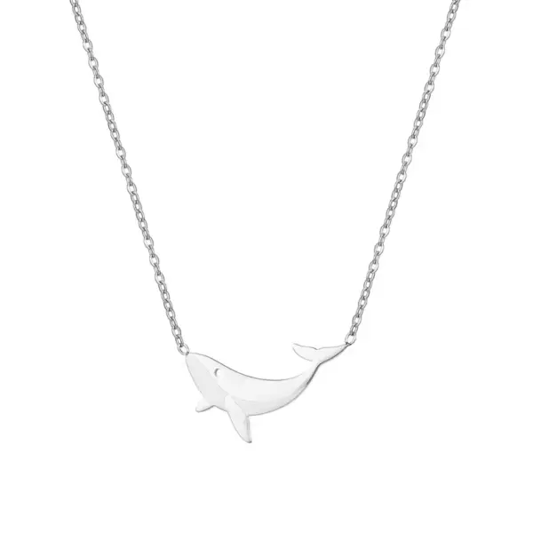 Wholesale PVD Coated Real Gold Plated 18K Gold Whale 304 Stainless Steel Casual Cartoon Style Streetwear Waterproof Non Tarnish 304 Stainless Steel Pendant Necklace