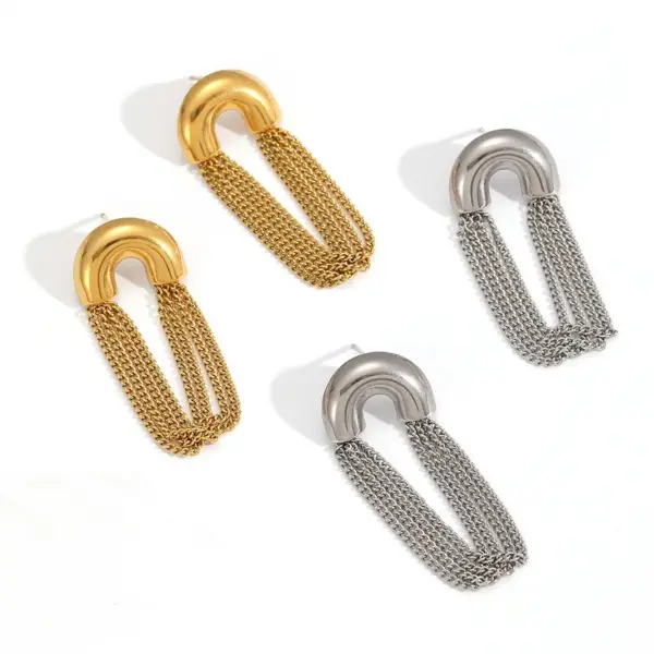 Wholesale PVD Coated Real Gold Plated 18K Gold Geometric 304 Stainless Steel IG Style Waterproof Non Tarnish Earrings