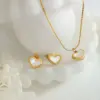 PVD Coated Real Gold Plated 18K Gold Heart Shape 304 Stainless Steel Elegant Waterproof Non Tarnish Bracelets Earrings Necklace