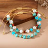 Wholesale Bohemian Imitation Pearl Peach Heart Bracelet Semi-Precious Stone Imperial Stone Heart Valentine's Day Jewelry 3mm Copper Bead Bracelet