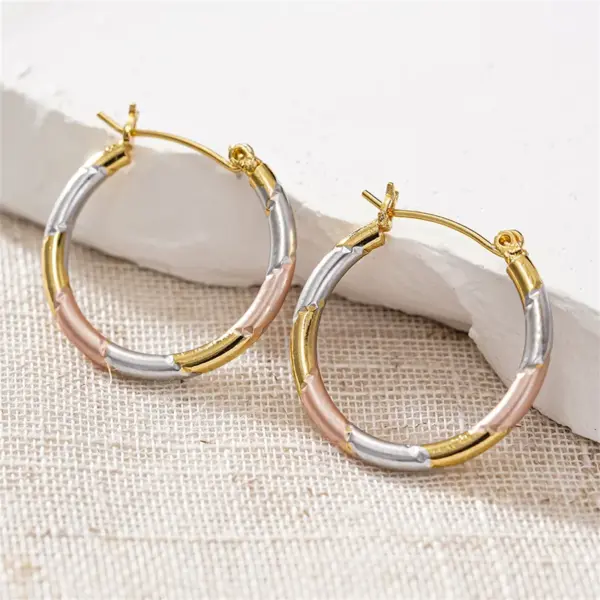 Wholesale Three-dimensional Geometric Earrings For Women In Copper With KC Golden Plated Water Plating And 0.03µm Thickness
