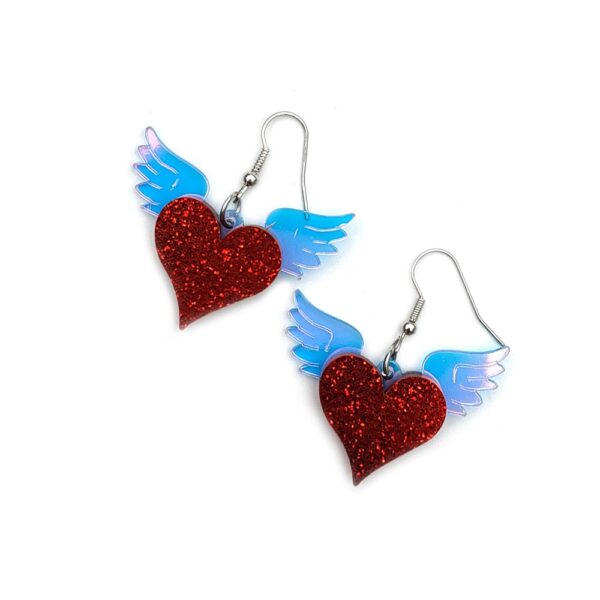 Wholesale supply Valentine's Day jewelry colorful angel wings red love earrings acrylic earrings