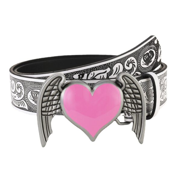 oly-0020d893a020ed0c97d250fbf71e89cf Wholesale Pink love wings belt Women's peach heart pu leather jeans belt ethnic style personalized retro belt