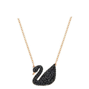 Rose gold black swan necklace