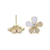 Wholesale Enamel Flowers Stud Earrings In Copper With 14K Real Gold Plated And Rhinestones, Featuring 925 Sterling Silver Ear Pins