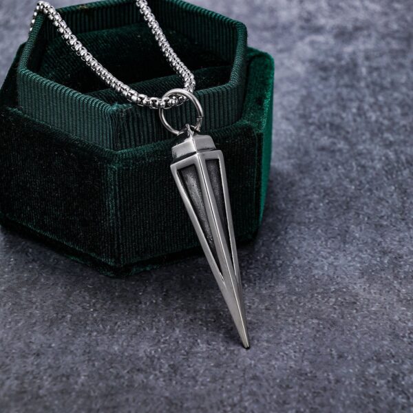 oly-0046de64df0d2e5c6d68a64d572f72f4 Wholesale retro trend triangular cone shape stainless steel pendant