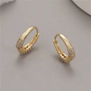 Wholesale U Shape Copper Earrings For Women With Zirconia Inlay And Copper Flat Backs