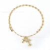 Wholesale Antique bronze pendant necklace with double cross design for men and women.