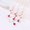 Wholesale Romantic Valentine's Day Rose Necklace Stereo Flower Pendant Collarbone Chain Gift for Girlfriend
