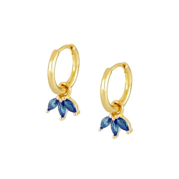 Wholesale Copper Shamrock PVD Coated Zircon 18K Real Gold Plated Simple Style Shiny Inlay Drop Earrings