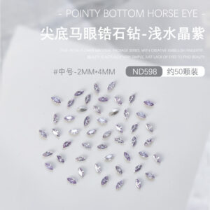 About 50 pointed horse-eye zircon drills (ND-598 light purple medium)