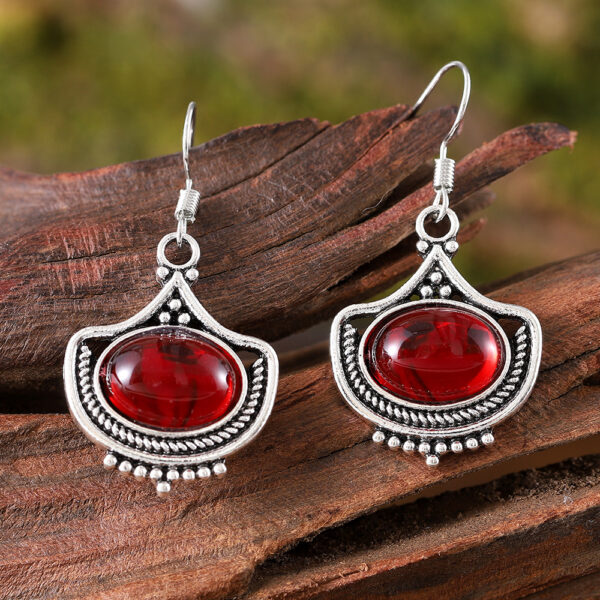 Wholesale Retro Western Style Ruby Earrings National Style Bohemian Personality Jewelry Earrings Gift