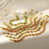 Wholesale Flowers Bracelet For Women In 304 Stainless Steel With 18K Real Gold Plated Coating 0.03µm Featuring Zircon And Handmade Chain