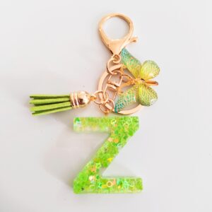 Green letter keychain pendant-Z