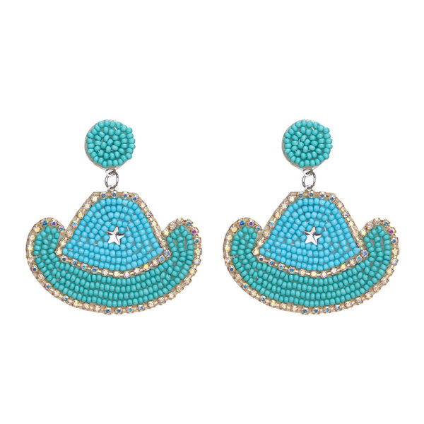 Wholesale Western Cowboy Hat Beaded Earrings Cowboy Hand-woven Earrings Bohemia
