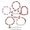 Wholesale 75th National Day Bracelet American Flag Beaded Bracelet Patriotic Veterans Day Geometric Adjustable Buckle Unisex