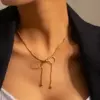 oly-00f190b80238d5b1db308049b91d2d33 Wholesale PVD Coated Real Gold Plated 18K Gold Bow Knot 304 Stainless Steel Simple Style Waterproof Non Tarnish 304 Stainless Steel Pendant Necklace