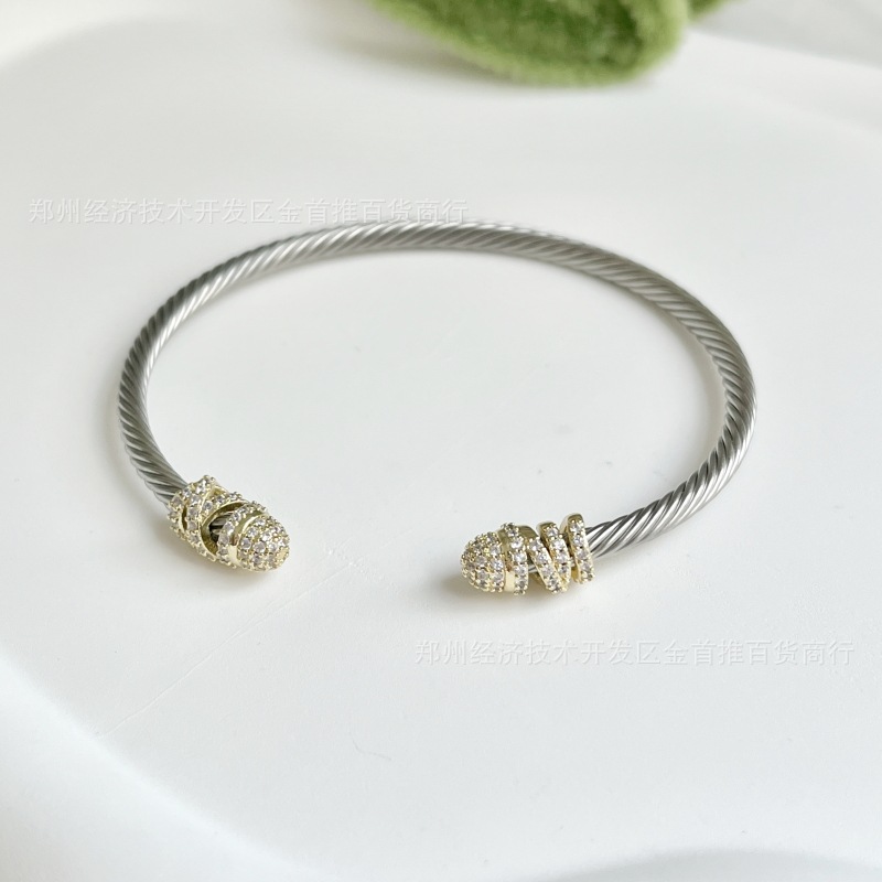 Wholesale David Xx Yurman Fashionable Twisted Wire Open Bracelet Micro-Embedded Bracelet 3mm Color Separation Db92