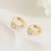 Wholesale Women’s Copper Earrings With Electroplated Gold Finish And Zircon Inlay, Featuring Secure Copper Ear Pins